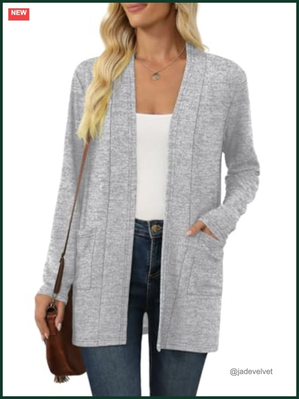 Lightweight Long Sleeve Cardigan with Side Pockets Casual V-Neck